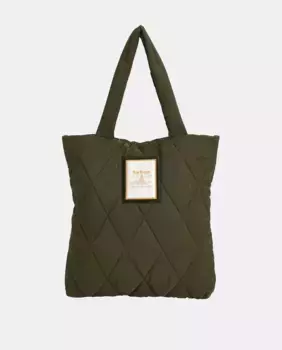 Стеганая однотонная сумка Barbour, зеленый