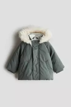 Стеганая парка H&M, зеленый