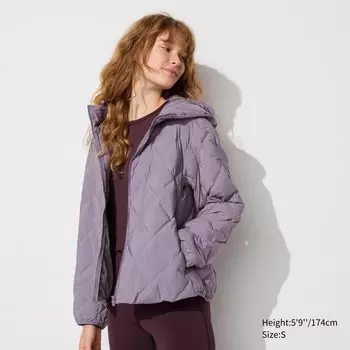 Стеганая парка с капюшоном UNIQLO, фиолетовый