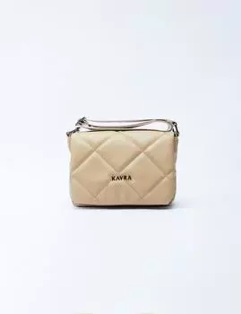 Стеганая прямоугольная сумка с тканым ремешком Milk Coffee Kayra