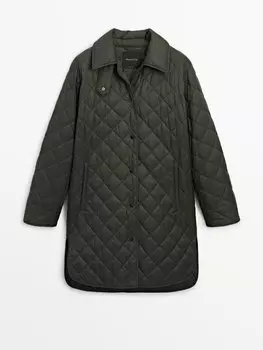 Стеганая рубашка с кнопками Massimo Dutti, хаки