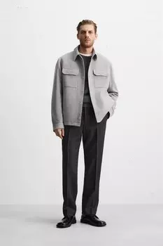 Стеганая рубашка ZARA, серый