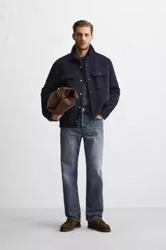 Стеганая рубашка ZARA, синий