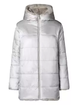 Стеганая шуба из искусственного меха с капюшоном Save The Duck, серый