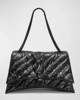Стеганая сумка-цепочка Crush среднего размера Balenciaga, цвет 1000 Black