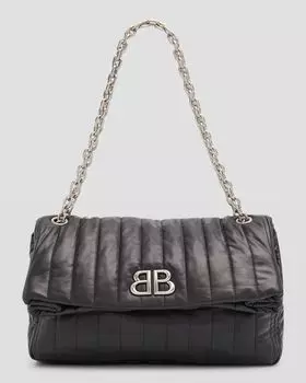 Стеганая сумка-цепочка Monaco среднего размера Balenciaga, цвет 1000 Black