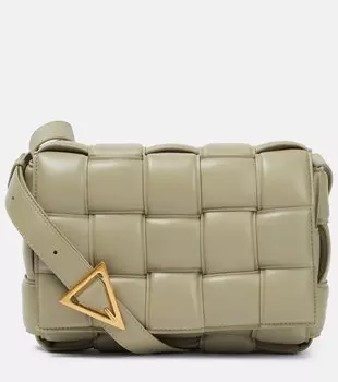 Стеганая сумка через плечо Cassette из кожи Bottega Veneta, зеленый