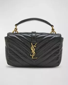 Стеганая сумка через плечо College Mini YSL Saint Laurent, цвет Black