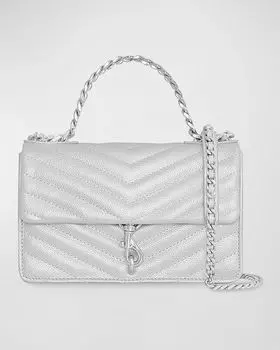 Стеганая сумка через плечо Edie Mini металлизированного цвета Rebecca Minkoff, цвет Silver