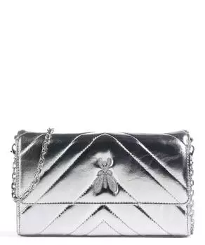 Стеганая сумка через плечо Fly с эффектом металлик из зерненой кожи Patrizia Pepe, серебряный