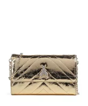 Стеганая сумка через плечо fly с эффектом металлик из зерненой кожи Patrizia Pepe, золото