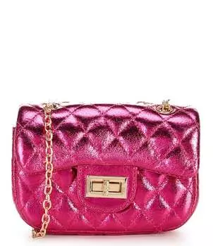 Стеганая сумка через плечо GB для девочек металлик, розовый