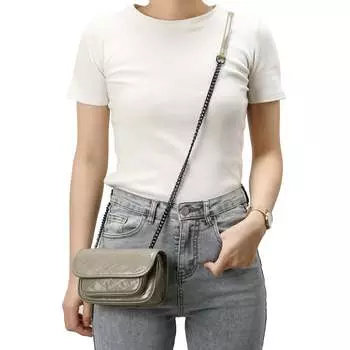 Стеганая сумка через плечо из потрескавшейся кожи Tiffany & Fred Tiffany & Fred Paris, хаки