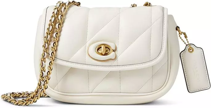 Стеганая сумка через плечо Pillow Madison 18 COACH, цвет Chalk