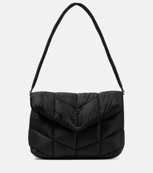 Стеганая сумка через плечо Puffer среднего размера Saint Laurent, черный