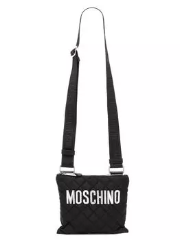 Стеганая сумка через плечо с логотипом Moschino, черный