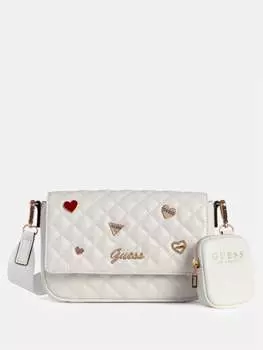 Стеганая сумка через плечо с подвеской-логотипом Lawthorn Guess Factory, белый