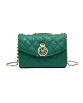 Стеганая сумка через плечо с узором в клетку и значком короны JFY, зеленый