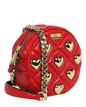 Стеганая сумка через плечо с заклепками в форме сердца Moschino, красный
