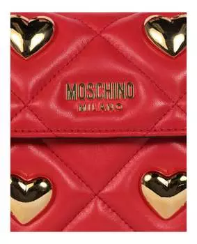 Стеганая сумка через плечо с заклепками в форме сердца Moschino, красный