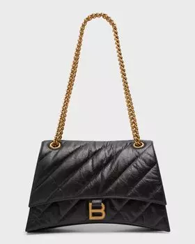 Стеганая сумка Crush среднего размера Balenciaga, цвет 1000 Black