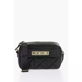 Стеганая сумка для фотокамеры из искусственной кожи с золотым логотипом Moschino, черный