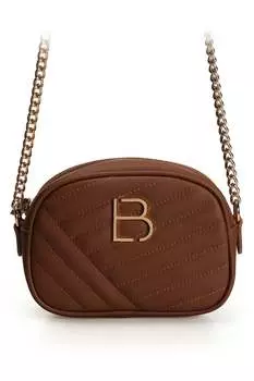 Стеганая сумка из экокожи Lucky Bees, коричневый