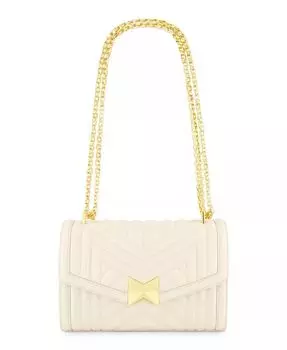 Стеганая сумка из кожи напа с золотой цепочкой Mac Duggal, синий