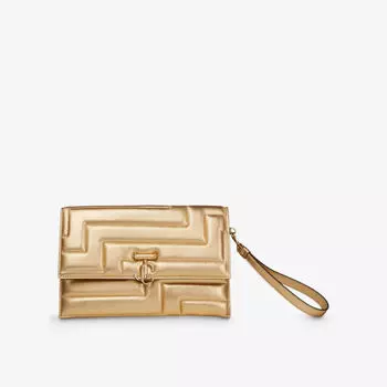 Стеганая сумка-конверт Avenue JC из металлизированной кожи Jimmy Choo, желтый
