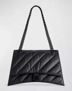 Стеганая сумка на цепочке Crush среднего размера Balenciaga, цвет 1000 Black