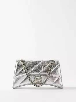 Стеганая сумка на плечо crush s из мятой кожи Balenciaga, серебряный