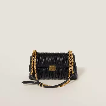 Стеганая сумка на плечо из кожи наппа Miu Miu, черный