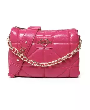 Стеганая сумка на плечо пурпурного цвета с геометрическим рисунком Love Moschino, розовый