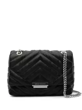 Стеганая сумка на плечо с логотипом Armani Exchange, черный
