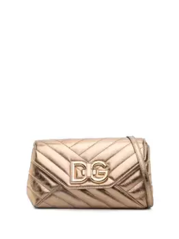 Стеганая сумка на плечо с логотипом DOLCE & GABBANA, золотой