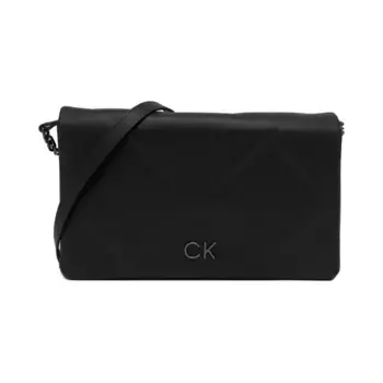 Стеганая сумка на плечо с застежкой-замком Calvin Klein, черный
