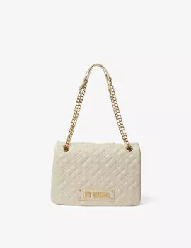 Стеганая сумка с клапаном Love Moschino, кремовый