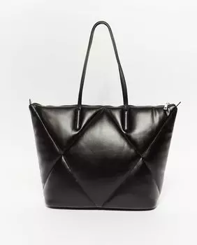 Стеганая сумка-шопер на молнии Sfera, черный