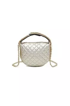 Стеганая сумка-тоут через плечо Elmas из искусственной кожи с ромбовидным узором и ремешком-цепочкой Fontanella Fashion, металлик