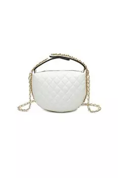 Стеганая сумка-тоут через плечо Elmas из искусственной кожи с ромбовидным узором и ремешком-цепочкой Fontanella Fashion, белый
