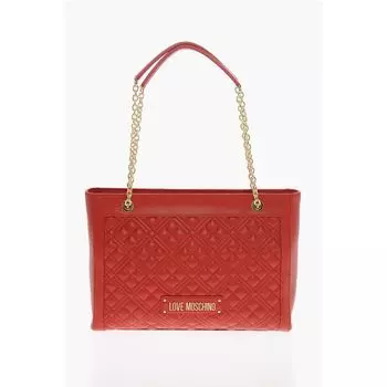 Стеганая сумка-тоут LOVE с золотой цепочкой Moschino, Red