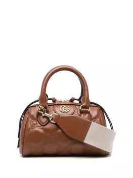 Стеганая сумка-тоут с логотипом GG Gucci, коричневый