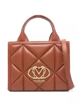 Стеганая сумка-тоут с логотипом Love Moschino, коричневый