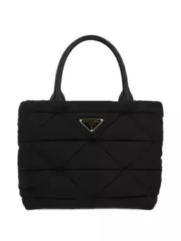 Стеганая сумка-тоут с ручками сверху Prada, черный