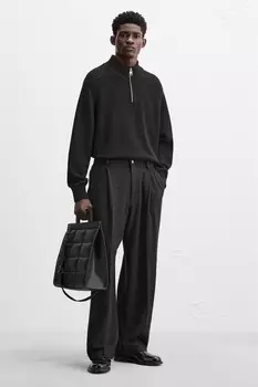 Стеганая сумка-тоут ZARA, черный