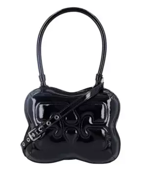 Стеганая сумочка с бабочкой Ganni, черный