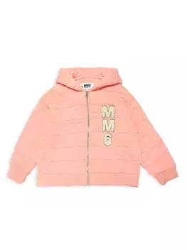 Стеганая толстовка на молнии для маленьких детей и детей Mm6 Maison Margiela, цвет peach pink