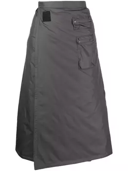 Стеганая юбка миди с запахом Goen.J, серый