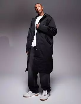 Стеганая удлиненная парка черного цвета ASOS DESIGN