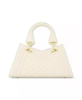 Стеганая угловатая сумка из кожи напа Mac Duggal, бежевый